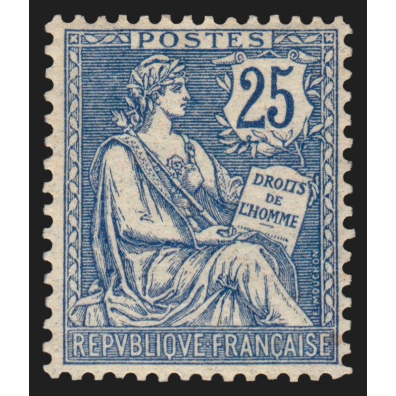 n°127, Mouchon retouché, 25c bleu, neuf * légère trace de charnière - TB n°127, Mouchon retouché, 25c bleu, neuf * légère trace de charnière - TB