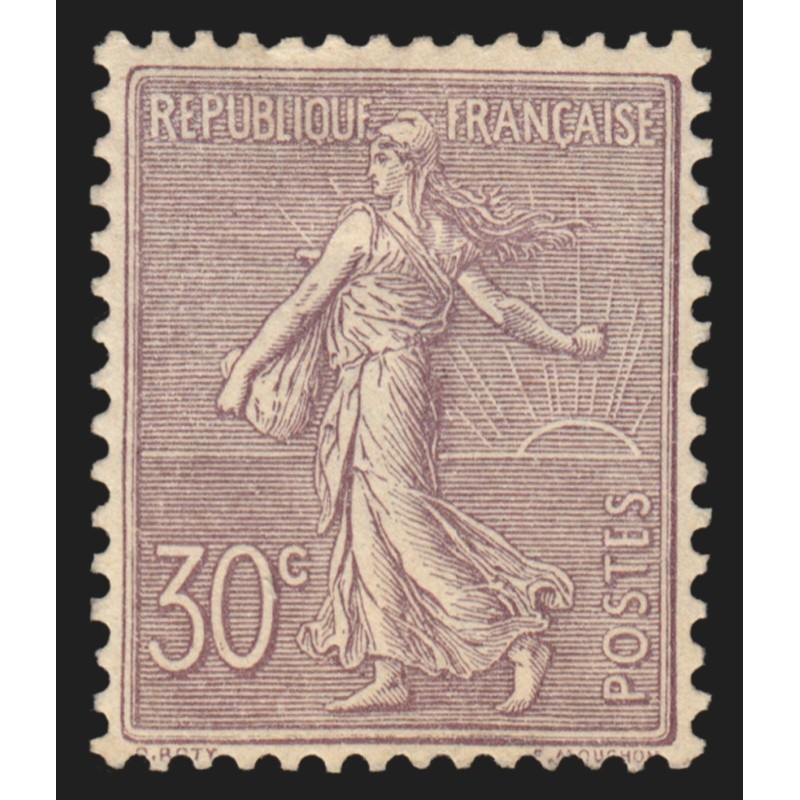 n°133, Semeuse lignée, 30c lilas, neuf * avec charnière, signé JF.BRUN - TB n°133, Semeuse lignée, 30c lilas, neuf * avec charnière, signé JF.BRUN - TB