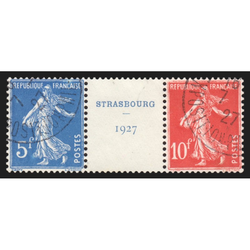 n°242A, paire avec intervalle, Exposition de Strasbourg 1927, oblitérés - TB n°242A, paire avec intervalle, Exposition de Strasbourg 1927, oblitérés - TB