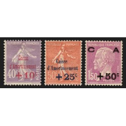 n°249/251, Caisse d'Amortissement 1928, neufs * avec charnière - TB