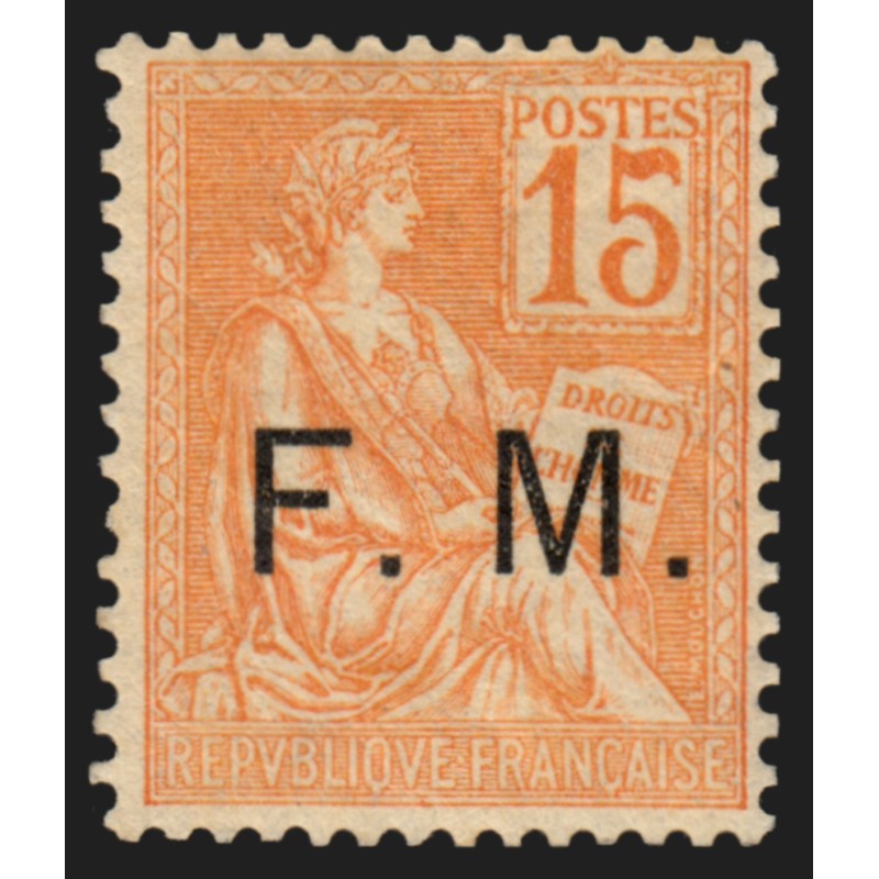 Franchise Militaire n°1, Mouchon 15c orange, neuf ** signé CALVES - TB Franchise Militaire n°1, Mouchon 15c orange, neuf ** signé CALVES - TB