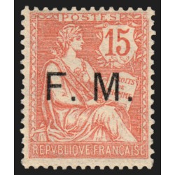 Franchise Militaire n°2, Mouchon 15c vermillon, neuf * avec charnière - TB