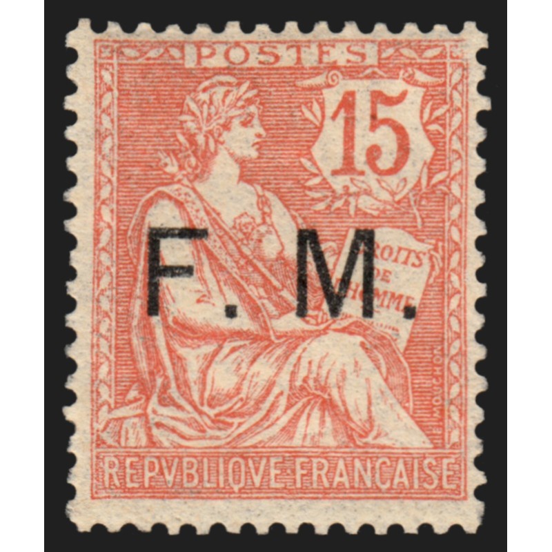 Franchise Militaire n°2, Mouchon 15c vermillon, neuf * avec charnière - TB Franchise Militaire n°2, Mouchon 15c vermillon, neuf * avec charnière - TB