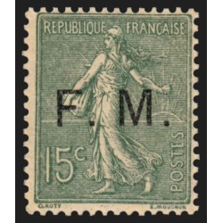 Franchise Militaire n°3, Semeuse lignée 15c vert-olive, neuf ** - TB