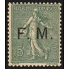 Franchise Militaire n°3, Semeuse lignée 15c vert-olive, neuf ** - TB