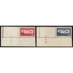 Poste Aérienne n°5/6, coins datés, Avion survolant Marseille, neufs ** - TB