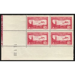 Poste Aérienne n°5/6, blocs de quatre coins datés 1930, neufs ** - TB