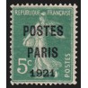 Préoblitérés n°26, 5c vert, POSTES PARIS 1921, neuf (*) signé CALVES - TB