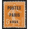 Préoblitérés n°27, 5c orange, POSTES PARIS 1921, neuf (*) signé A.BRUN, SUPERBE