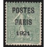 Préoblitérés n°28, Semeuse 15c vert-olive, POSTES PARIS 1921, neuf * - TB