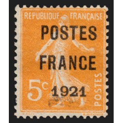 Préoblitérés n°33, Semeuse 5c orange, POSTES FRANCE 1921, neuf (*) signé CALVES