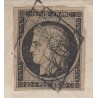 n°3, Cérès 20c noir, oblitéré LODEVE 1849 cursive 33/LE CAYLAR + bloc dateur TB