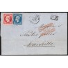 n°17B + 14A, oblitérés PC 3709 SMYRNE Turquie sur lettre pour Marseille - TB
