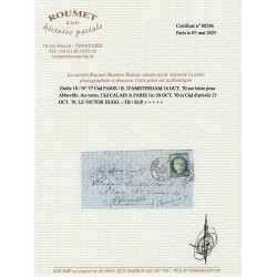 Ballon monté "Le Victor Hugo" Paris 16/OCT./1870 pour Abbeville - Certificat
