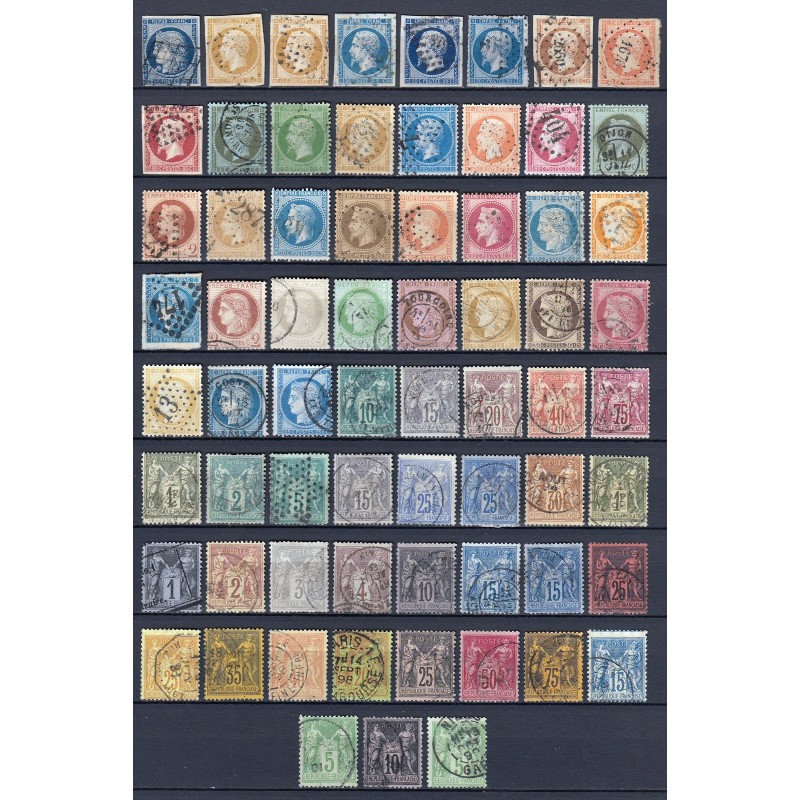 France 1849/1890, Collection de 67 timbres Cérès, Napoléon, Sage, COTE +1200€