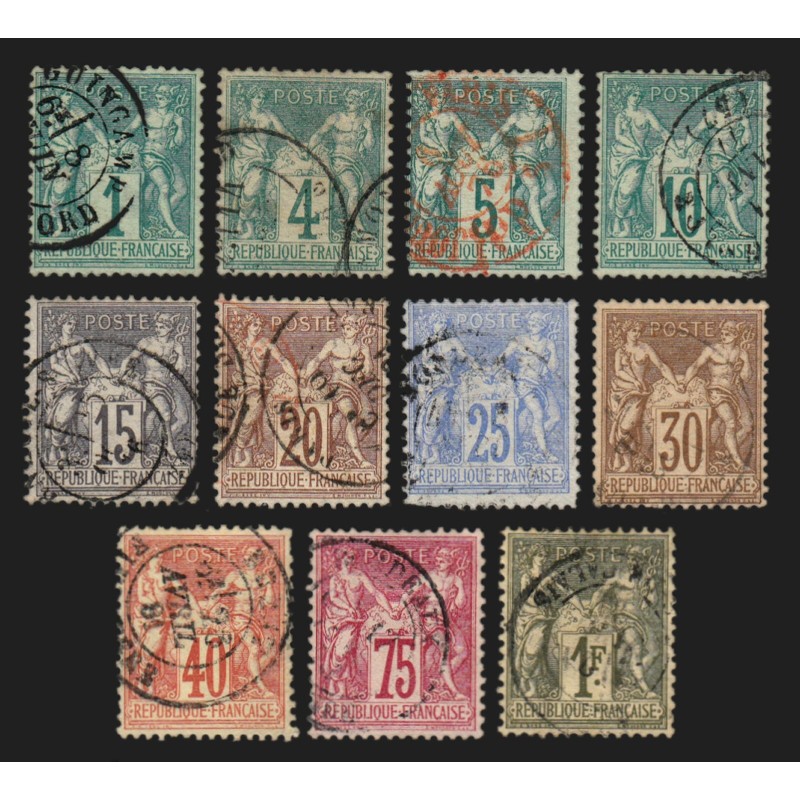 n°61/72 (sauf n°62), Sage 1876, série complète Type I, oblitérés - TB D'ASPECT n°61/72 (sauf n°62), Sage 1876, série complète Type I, oblitérés - TB D'ASPECT