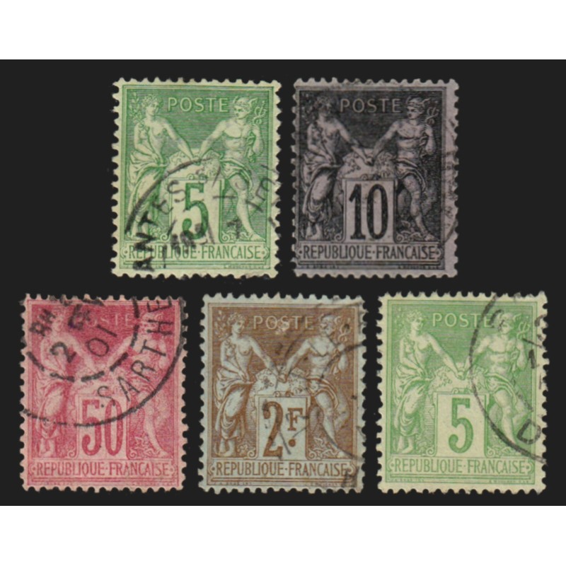 n°102/106, Sage 1898, série complète, oblitérés - TB D'ASPECT n°102/106, Sage 1898, série complète, oblitérés - TB D'ASPECT