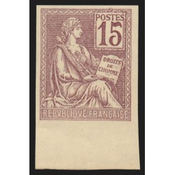 n°117, Mouchon, essai de couleur non-dentelé, 15c lilas, neuf (*) - SUPERBE