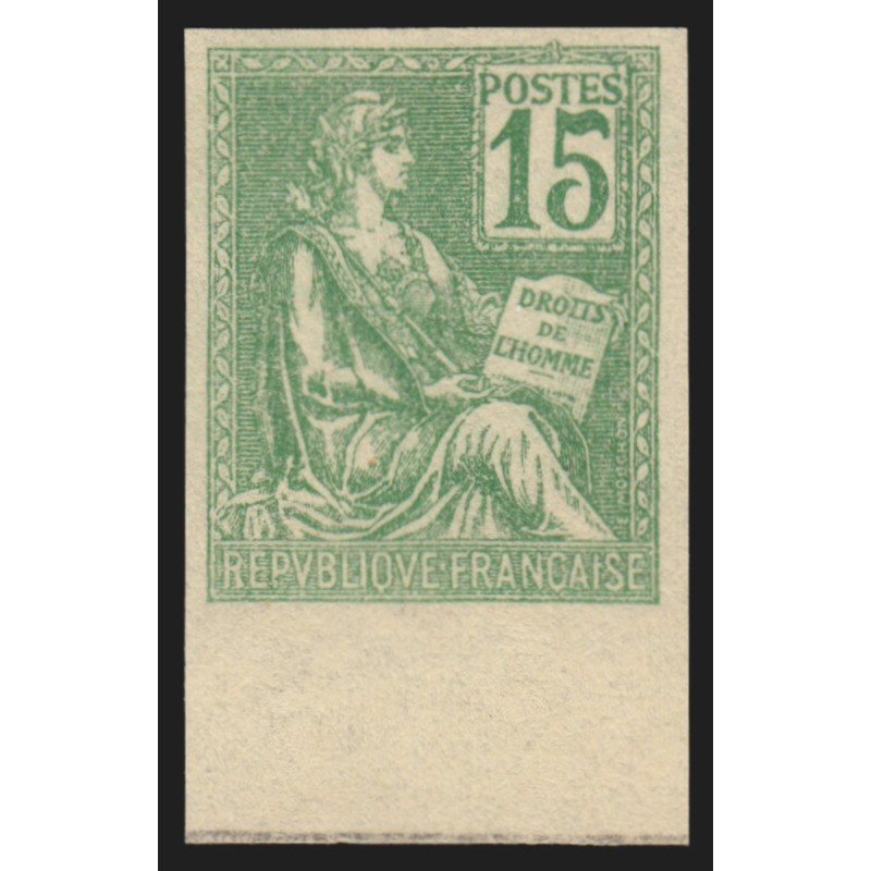 n°117, Mouchon, essai de couleur non-dentelé, 15c vert-jaune, neuf (*) SUPERBE n°117, Mouchon, essai de couleur non-dentelé, 15c vert-jaune, neuf (*) SUPERBE