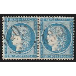 n°37 paire, Cérès Siège de Paris 20c bleu, oblitéré GC 4340 WASSY - TB