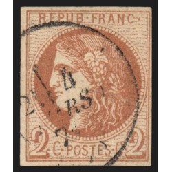 n°40B, Cérès Bordeaux, 2c brun-rouge, oblitéré cachet à date - TB