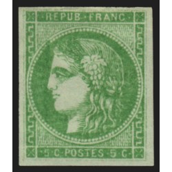 n°42B, Cérès Bordeaux, 5c vert-jaune, neuf * avec charnière forte - TB D'ASPECT