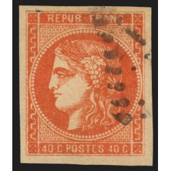 n°48a, Cérès Bordeaux, 40c ORANGE-VIF, oblitéré, effigie dégagée - TB