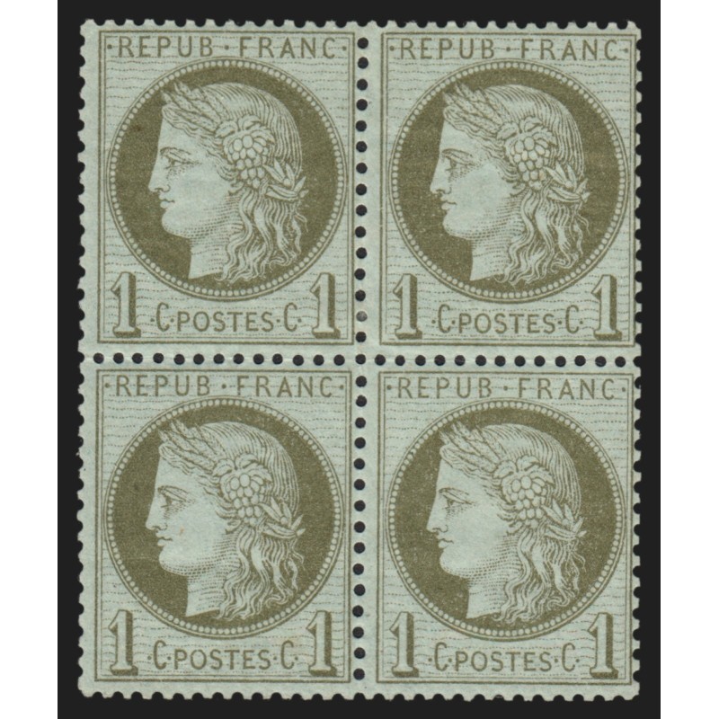 n°50, bloc de quatre, Cérès 1c vert-olive, neuf **/* - TB D'ASPECT n°50, bloc de quatre, Cérès 1c vert-olive, neuf **/* - TB D'ASPECT