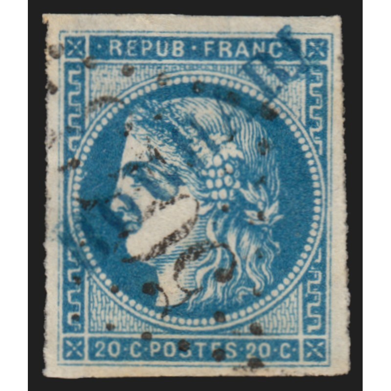 n°45A, oblitéré GC 5043 MEDEAH + griffe bleue BOGHARI Algérie - TTB n°45A, oblitéré GC 5043 MEDEAH + griffe bleue BOGHARI Algérie - TTB