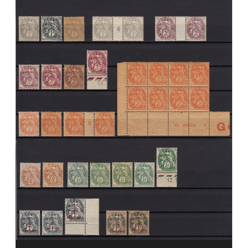 Type Blanc n°107/111 + 157, sélection de nuances et papiers, neufs ** - TB Type Blanc n°107/111 + 157, sélection de nuances et papiers, neufs ** - TB