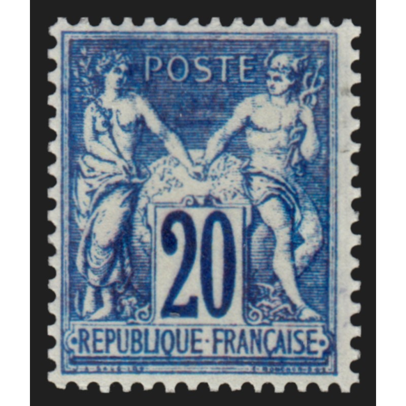 n°73, non émis, Sage 1876, 20c bleu, Type I, neuf ** sans charnière - FAUX n°73, non émis, Sage 1876, 20c bleu, Type I, neuf ** sans charnière - FAUX