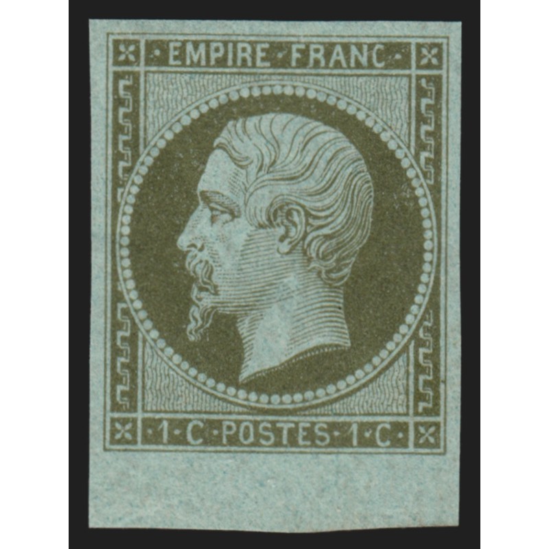 n°11, bord de feuille, 1c olive, neuf ** sans charnière - SUPERBE n°11, bord de feuille, 1c olive, neuf ** sans charnière - SUPERBE
