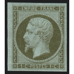 n°11, Napoléon non-dentelé, 1c olive, neuf * infime trace de ch. - SUPERBE