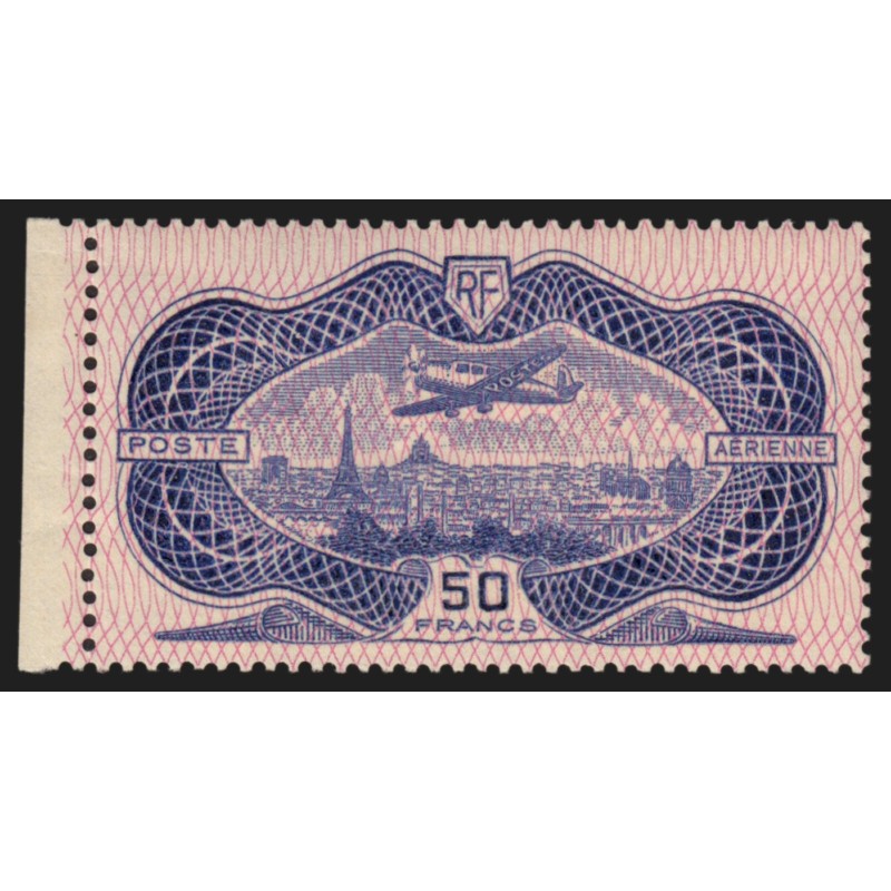 Poste Aérienne n°15b, variété "burelage renversé", neuf ** - CERTIFICAT ROUMET Poste Aérienne n°15b, variété "burelage renversé", neuf ** - CERTIFICAT ROUMET