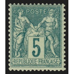 n°75, Sage 5c vert, Type II (N sous U), neuf ** sans charnière - TB