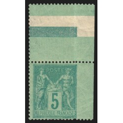 n°75, variété "dentelé sur 3 côtés", Sage 5c vert, Type II, neuf ** - TB