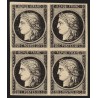 n°3, bloc de quatre, Cérès 1849, 20c noir sur blanc, essai, neuf (*) - SUPERBE