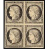 n°3, bloc de quatre, Cérès 1849, 20c noir sur jaune, essai, neuf (*) - TB