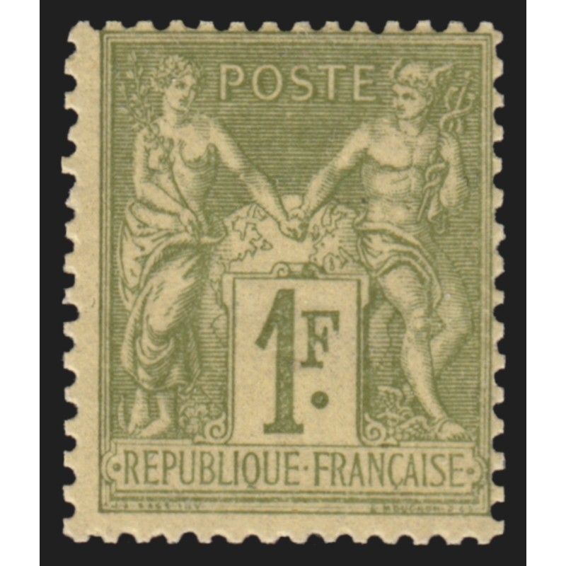 n°82, Sage 1fr. olive-clair, Type II, neuf ** sans charnière - TB