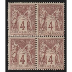 n°88, bloc de quatre, Sage 4c lilas-brun, neufs ** sans charnière - TB
