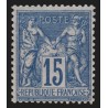 n°90, Sage 15c BLEU-SUR-AZURÉ, neuf * avec trace de charnière, signé CALVES