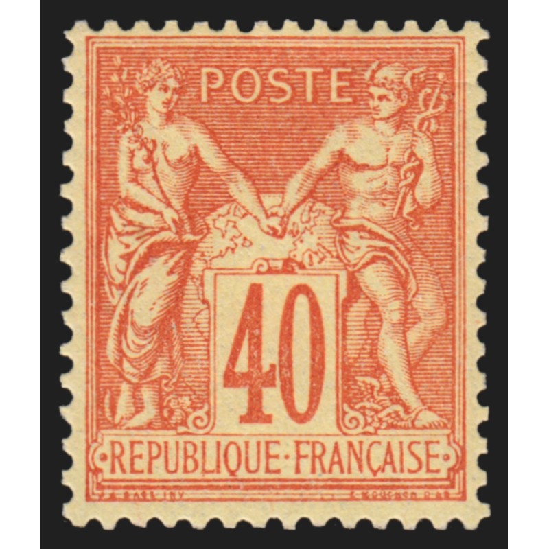 n°94, Sage 40c orange, Type II (N sous U), neuf ** sans charnière - TB n°94, Sage 40c orange, Type II (N sous U), neuf ** sans charnière - TB