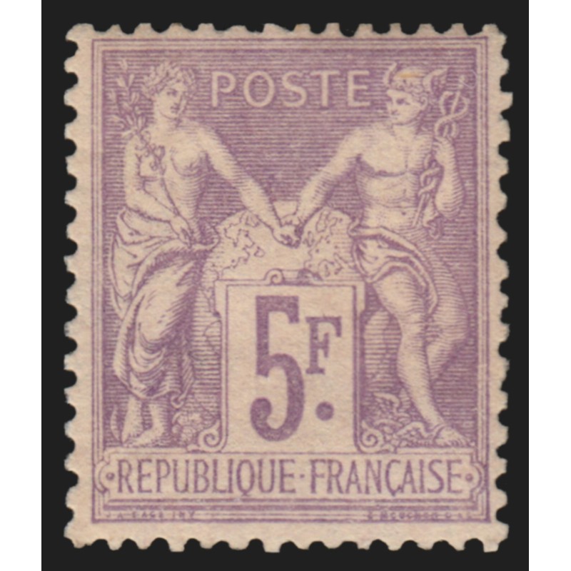 n°95, Sage 5fr violet sur lilas, neuf ** sans charnière, signé A.BRUN - TB n°95, Sage 5fr violet sur lilas, neuf ** sans charnière, signé A.BRUN - TB