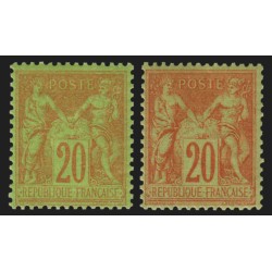 n°96/96a, Sage 20c brique-sur-vert et Garance, neufs ** sans charnière - TB