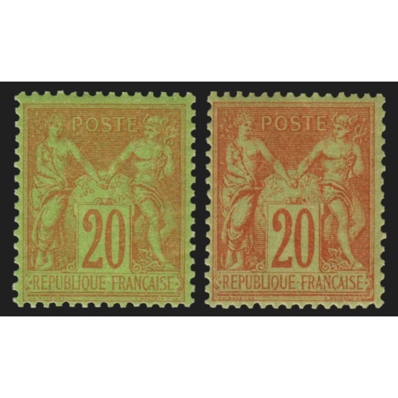 n°96/96a, Sage 20c brique-sur-vert et Garance, neufs ** sans charnière - TB