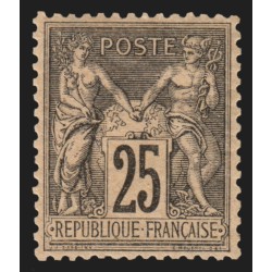 n°97, Sage 25c noir sur rose, neuf * avec légère trace de charnière