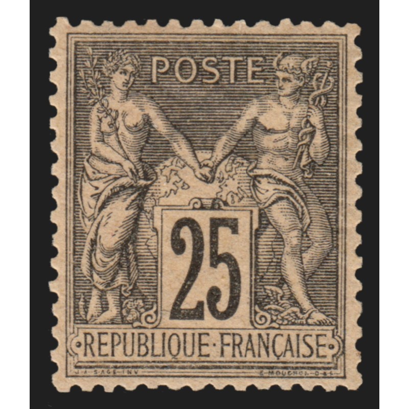 n°97, Sage 25c noir sur rose, neuf * avec légère trace de charnière