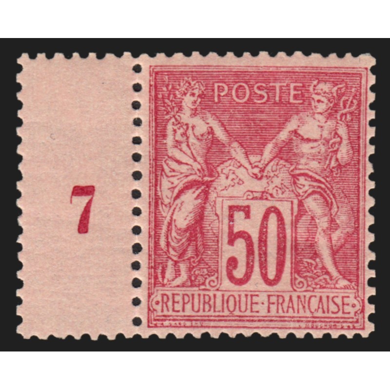 n°98, millésime 7, Sage 50c rose, neuf ** sans charnière, signé CALVES - TB n°98, millésime 7, Sage 50c rose, neuf ** sans charnière, signé CALVES - TB