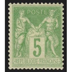 n°106, Sage 5c vert-jaune, Type II (N sous U), neuf ** sans charnière - TB