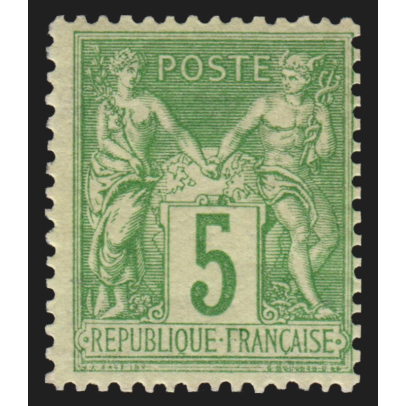 n°106, Sage 5c vert-jaune (N sous U), neuf ** sans charnière - TB